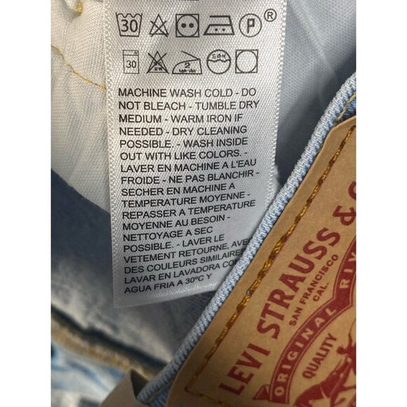 Levi's Womens 501 Cut-Off Shorts Blue Stretch Denim Fray‎ High Rise Plus 20W New - Picture 6 of 7